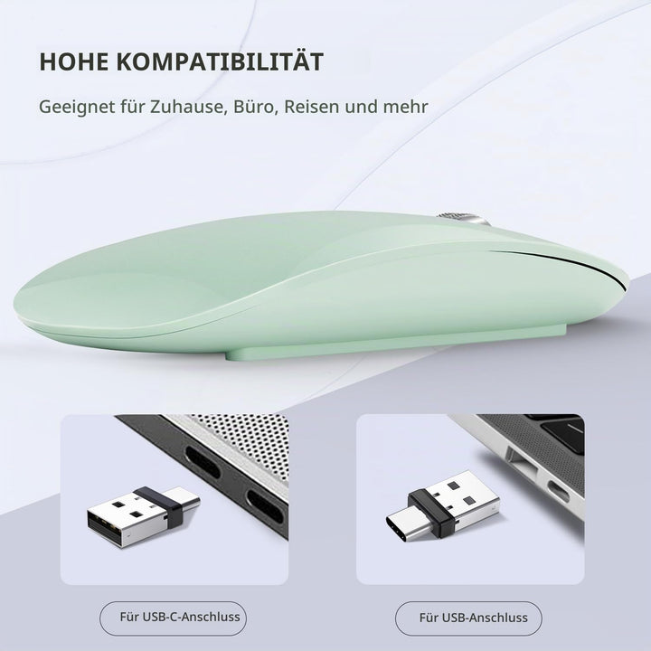 Uiosmuph G11 kabellos Maus, Leise USB-C aufladbar Wireless Mouse,Grün, Grün