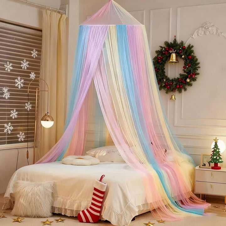 Mädchen Bett Baldachin Prinzessin Regenbogen Niedliches Atmungsaktives | Spielzelt und Schlafzimmerd