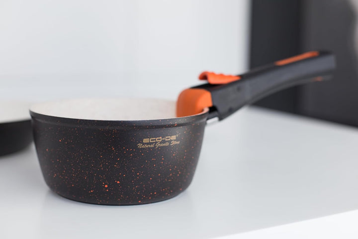 ECO-DE Keramik-Pfannenset Granit Stone, 2 Pfannen, 1 Schmortopf, 3 Deckel