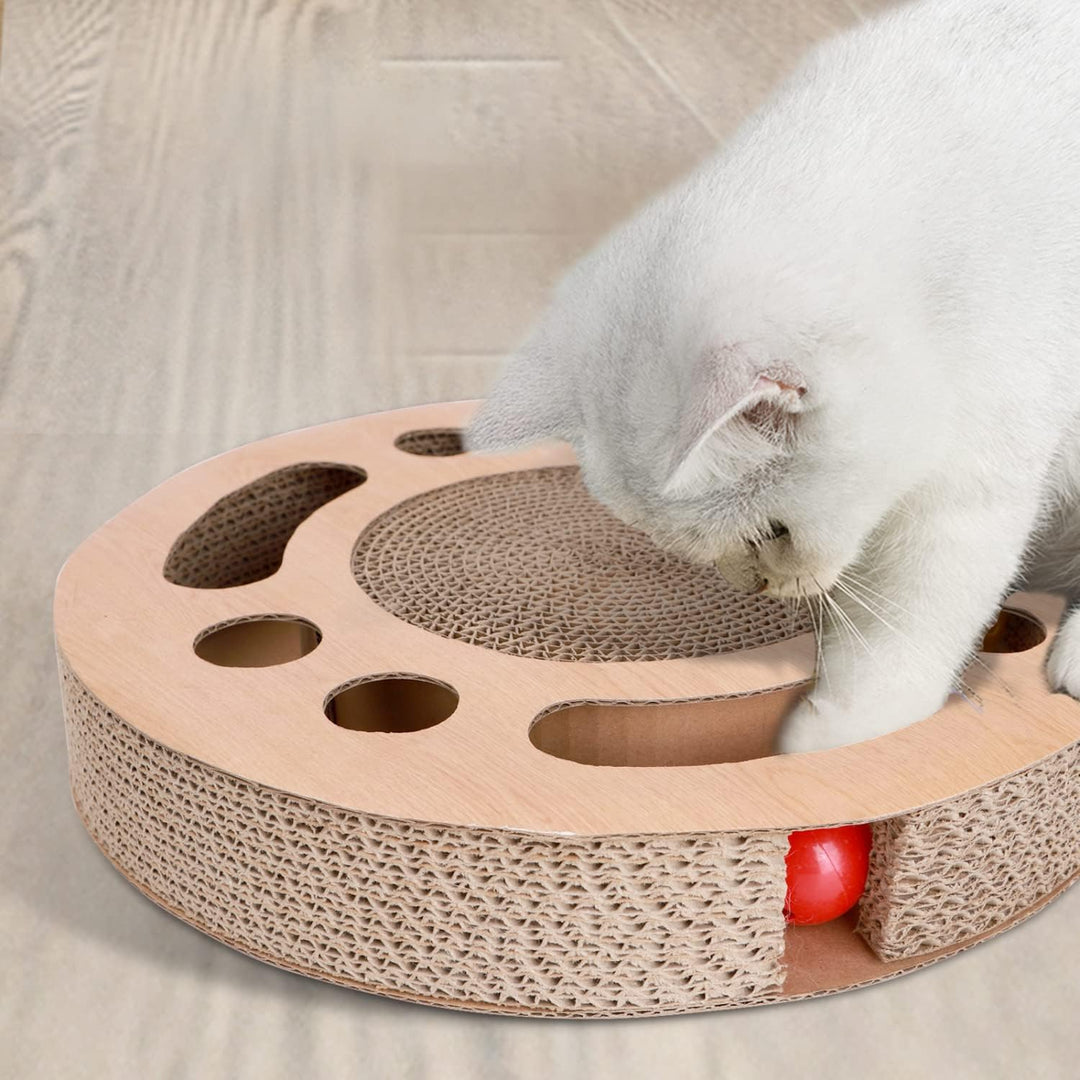 Nobleza 2 x Katzen kratzbrett mit Minze，Katzenspielzeug Interaktives mit 2 Klingelballs，3 in 1 Wellp