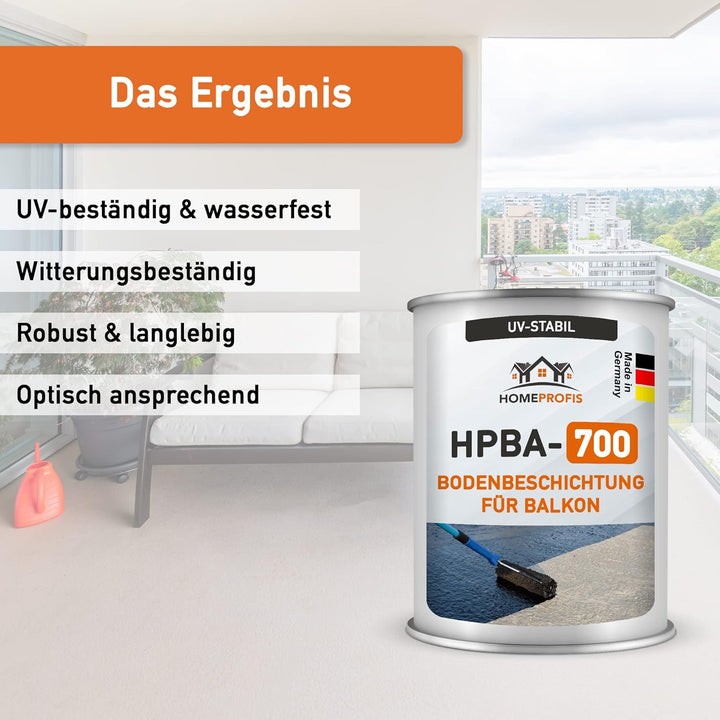 Home Profis® HPBA-700 seidenmatte UV-beständige 1K Bodenfarbe (50m²) für Balkon &amp; Terrasse in RAL 70