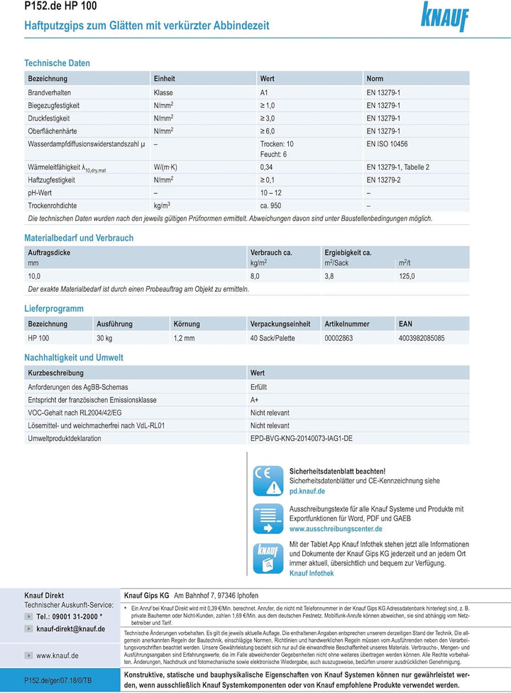 Knauf Haftputzgips HP 100