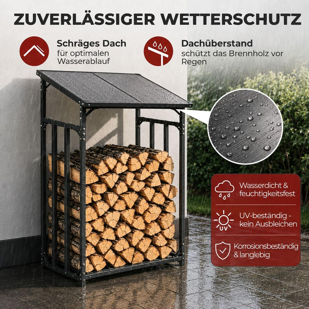 SCHMIDT security tools Kaminholzregal Aussen 130x70x185 cm Stahl mit Dach 130x70x185 cm Stahl Brennh