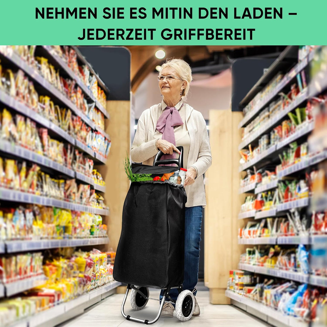 DS Lux Hocheffizienter Einkaufstrolley - 40 Liter Kapazität, 25 kg Belastbar, Verschliessbare Reissv