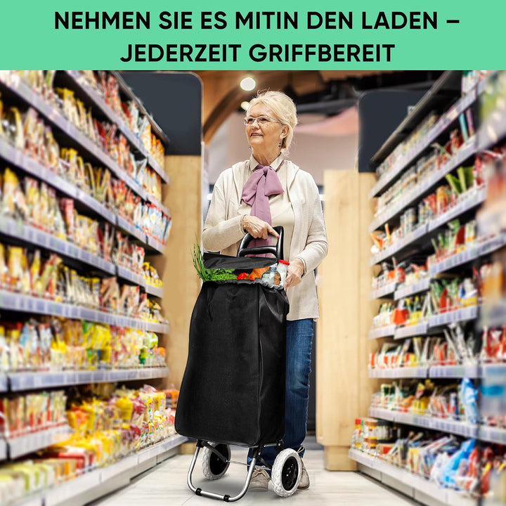 DS Lux Hocheffizienter Einkaufstrolley - 40 Liter Kapazität, 25 kg Belastbar, Verschliessbare Reissv