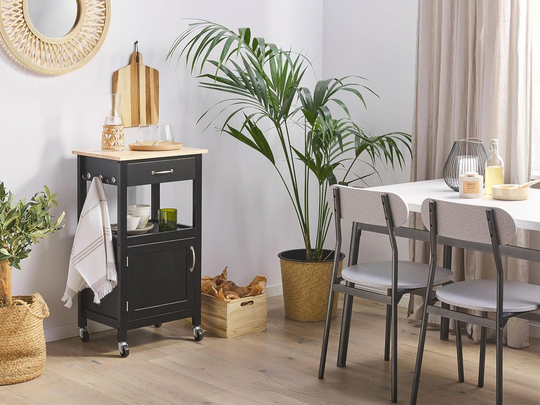 Beliani Allzweck Servierwagen Landhausstil schwarz Siena