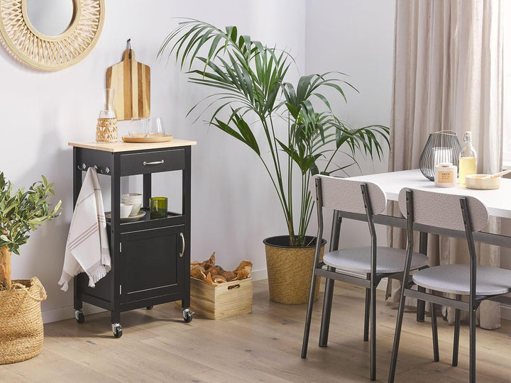 Beliani Allzweck Servierwagen Landhausstil schwarz Siena