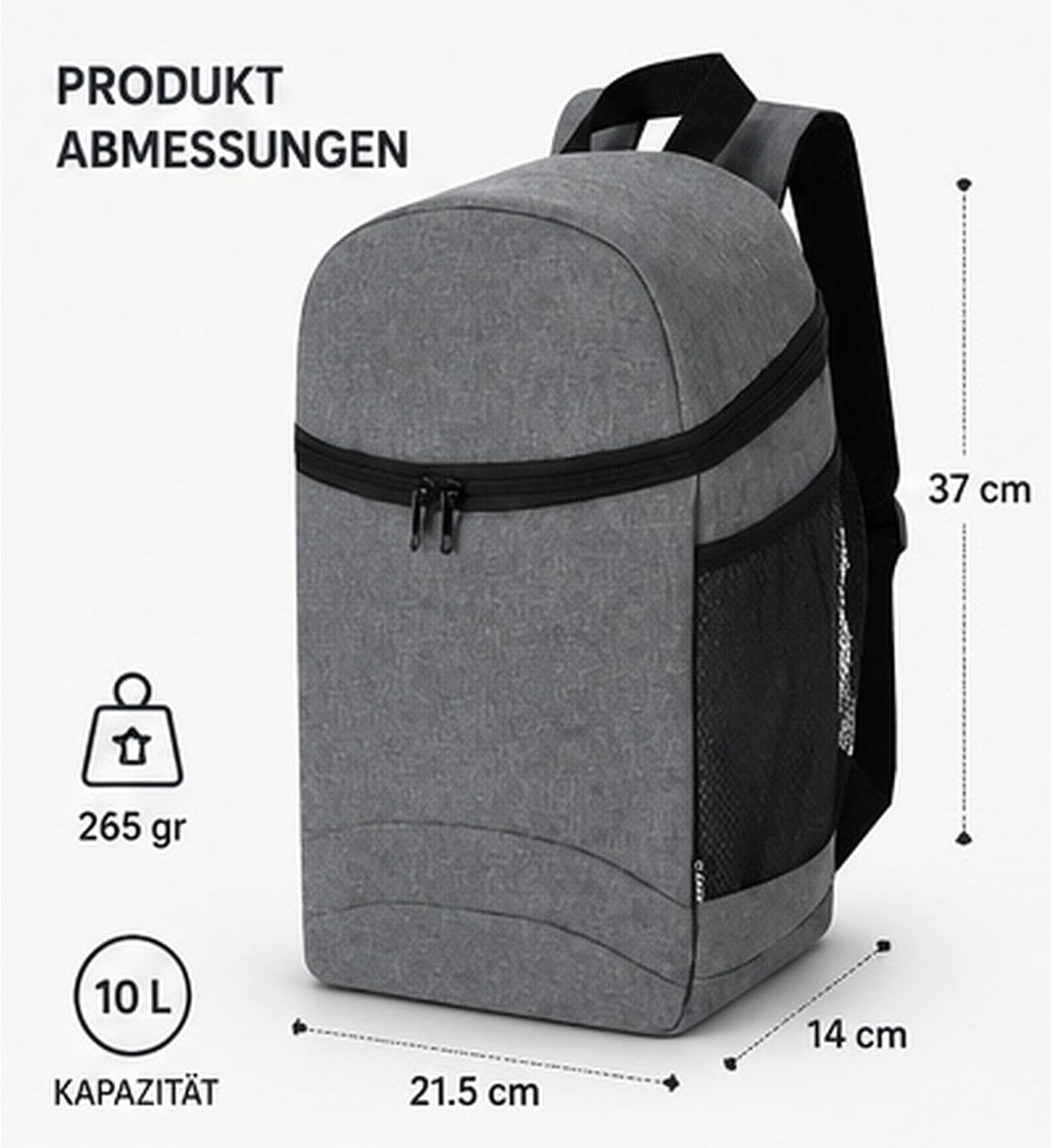 ArcticCool Kühlrucksack 10L Grau 10 Liter, Grau 10 Liter