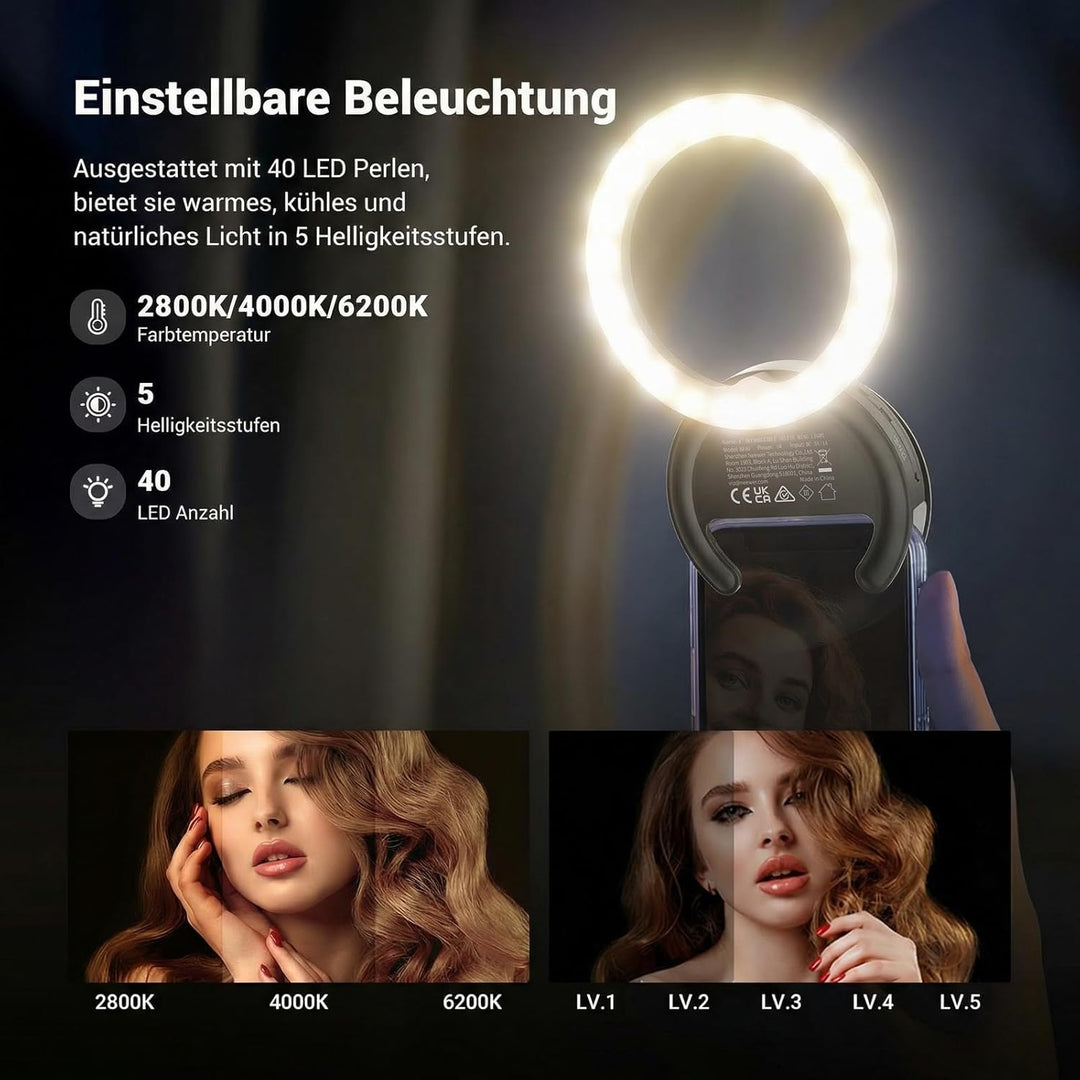 NEEWER ENTRY LEVEL VERSION 4" Selfie Ring Light Handy kompatibel mit iPhone, 5W zweifarbiges wiedera
