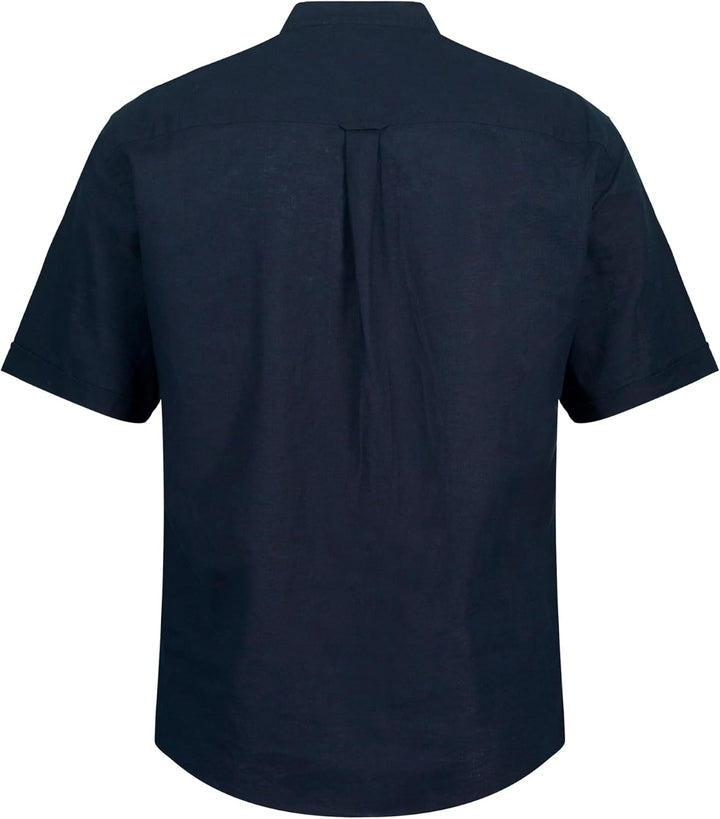 JP 1880 Herren grosse Grössen Übergrössen Menswear L-8XL Hemd, Halbarm, Leinenmix, Stehkragen, Moder