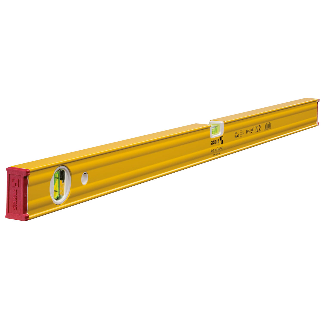 STABILA Wasserwaage Type 80 AS, 90 cm, verstärktes Alu-Profil, 1 Horizontal-Libelle, 1 Vertikal-Libe