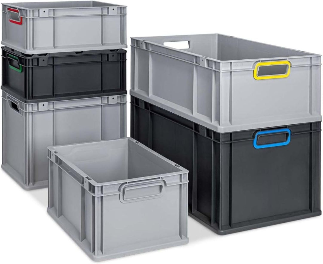 SparSet 5x Eurobox NextGen Color | HxBxT 17x30x40cm | 16 Liter | Griffe blau offen | Glatter Boden |