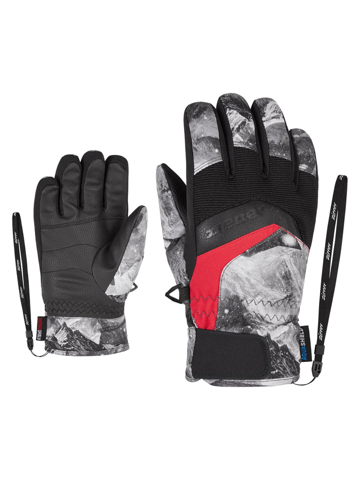 Ziener Jungen LABINO AS Ski-Handschuhe/Wintersport | Wasserdicht, Atmungsaktiv 3 Grey Mountain Print
