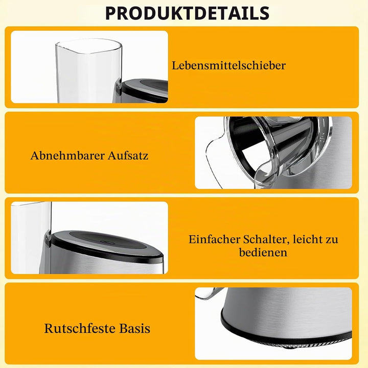 5-in-1 Gemüseschneider Elektrisch, 500W Elektrischer Gemüseschneider