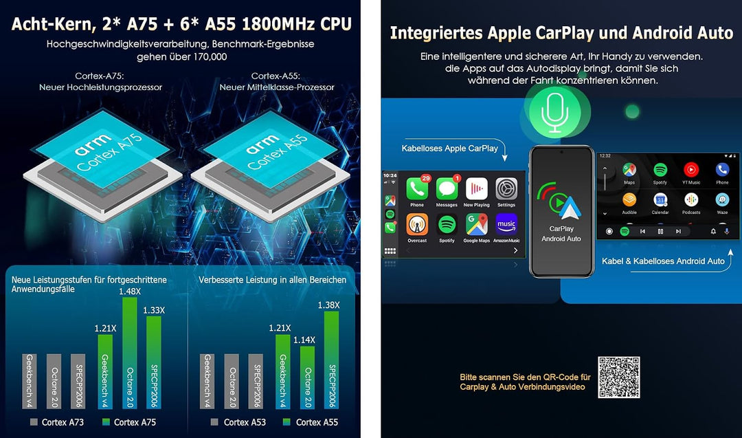 Erisin 7 Zoll 4GB+64GB Android 12 Autoradio mit Navi GPS CD Player für Mercedes Benz C CLK G Klasse