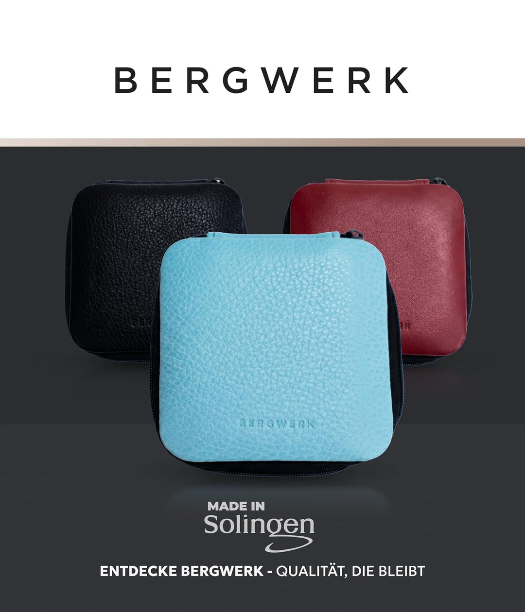 Solingen Echt Leder Maniküre Set 7 teilig - Hellblau - Solingen - Maniküre Set Damen &amp; Herren, Leder