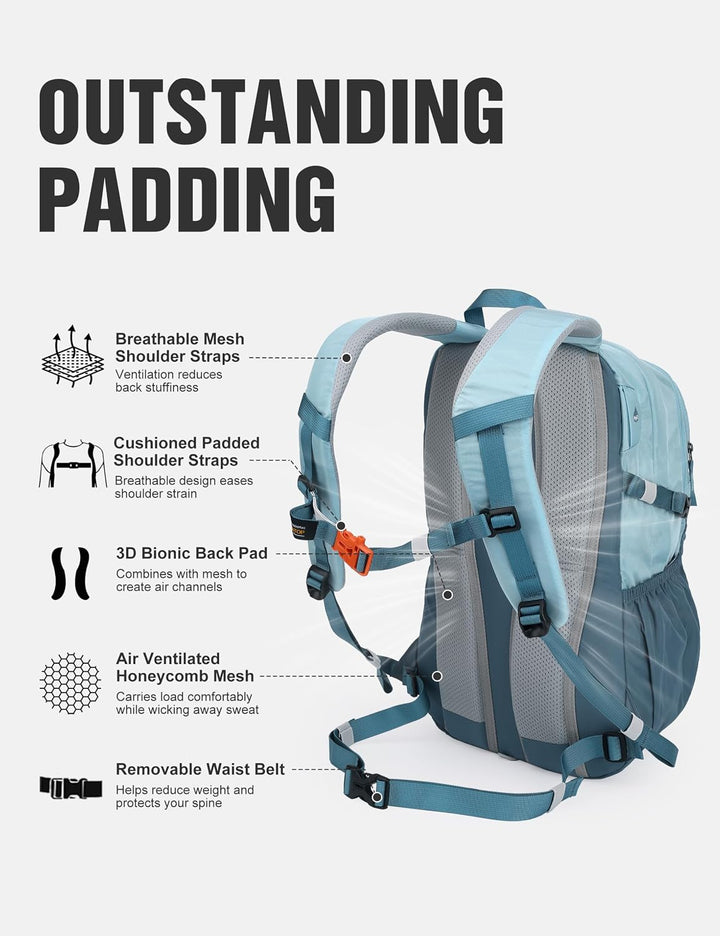 Mountaintop 25L/40L Wanderrucksack Damen Herren für Wandern 25L Marineblau, 25L Marineblau