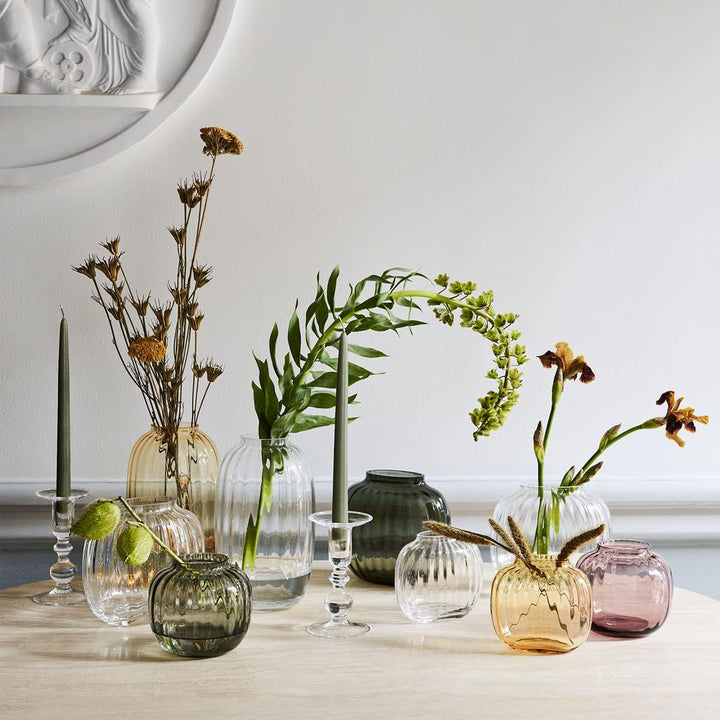 Holmegaard Ovale Vase H17.5 Primula optisches Muster mundgeblasenem Glas, grau 17,5 cm Rauch., 17,5