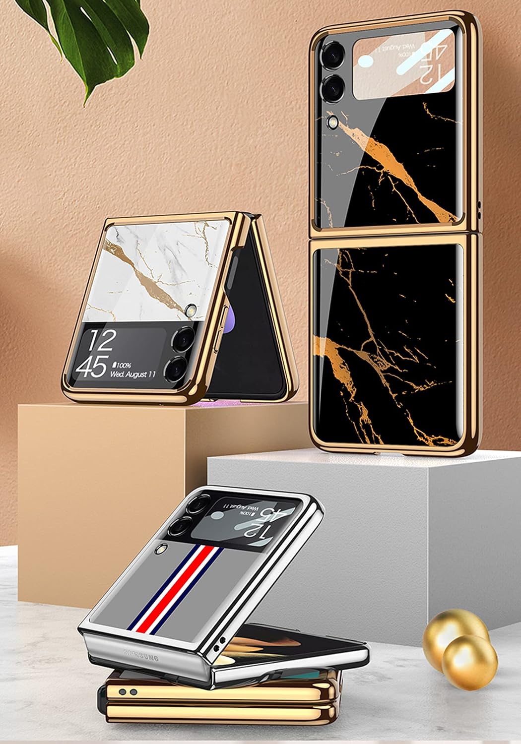 Coque Galaxy Z Flip 3 5G, ultradünne Schutzhülle, aus Glas, 9H, glänzend, faltbar, für Samsung Galax