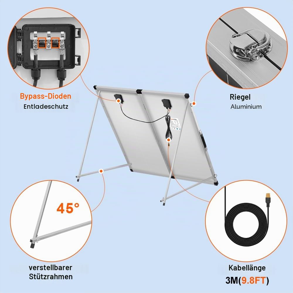 DOKIO 2 Sätze Solarkoffer 160W Monokristalline Solarpanel Faltbar 320W Kit, 2