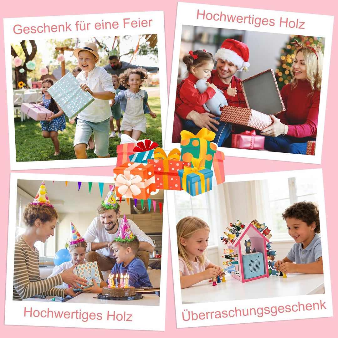 Taladad Regal kompatibel für Tonie Box 2/1,Tonie Figuren Regal, für Tonies und Toniebox Rosa, Rosa