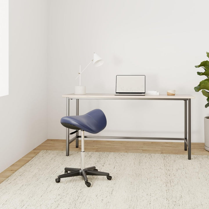Sattelhocker extra breit, Sattelstuhl verstellbar 50-73cm, 170 kg (Blau) | Ergonomischer Drehhocker