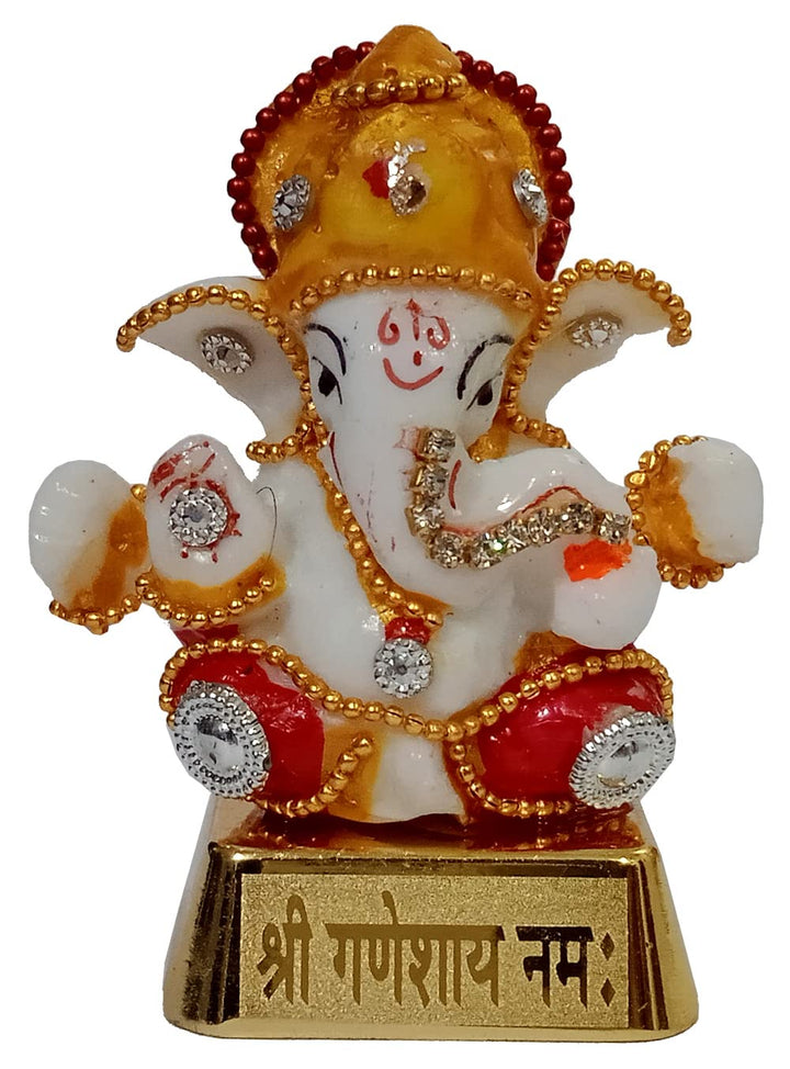 Purpledip Idol Pagdi Ganesha 12455 Statue mit Glitzersteinen