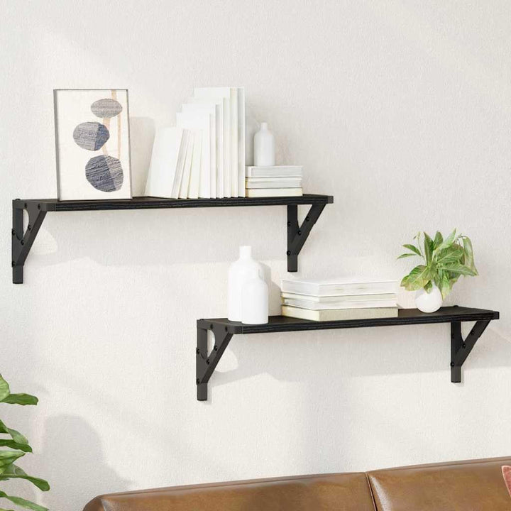 vidaXL Wandregale Wandhalterung 2 STK. Schwarz Eichen-Optik 60 x 15 x 15,5 cm Schwarz Eichen-optik,