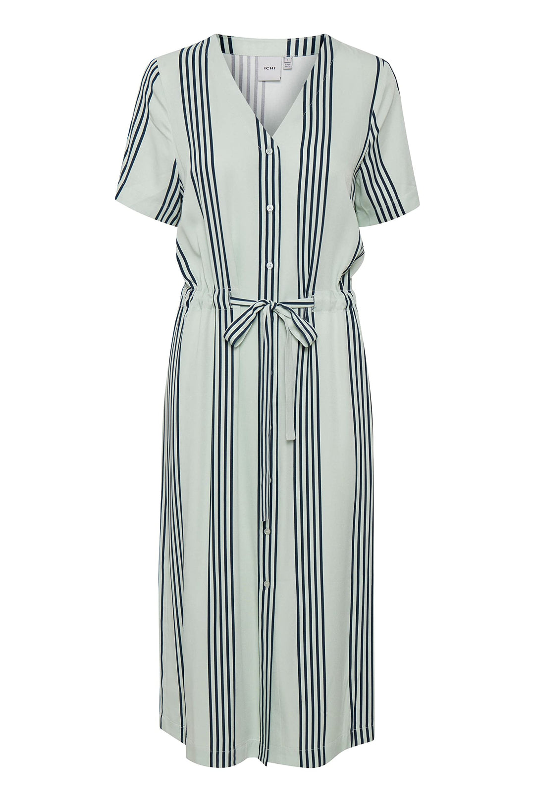 ICHI IHEA DRDamen Freizeitkleid Kleid mit V-Ausschnitt Kurzarm gestreift M Dewkist (130107), M Dewki
