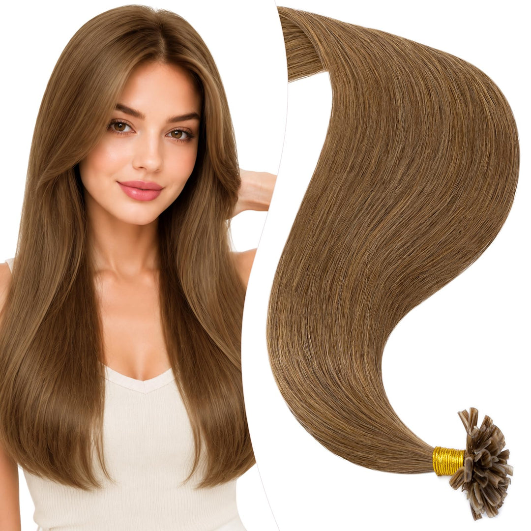 Elailite Bonding Extensions Echthaar Haarverlängerung Keratin U-Tip Haarverlängerung 100% Menschenha