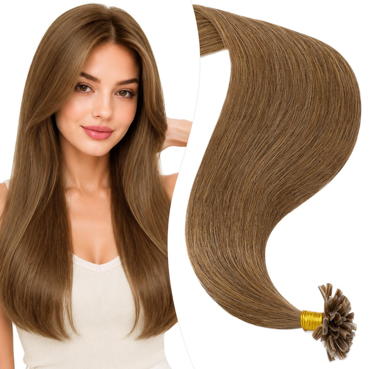 Elailite Bonding Extensions Echthaar Haarverlängerung Keratin U-Tip Haarverlängerung 100% Menschenha