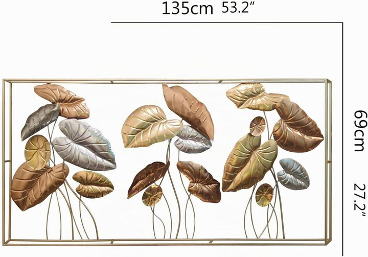 Dekoleidenschaft 3D Wandbild Blätter aus Metall in gold/silber/bronze, 135x69 cm, Wanddeko, Wandschm
