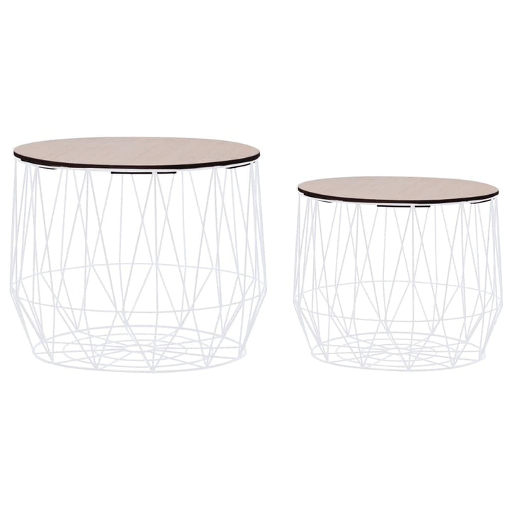 vidaXL Couchtisch 2-TLG. Korbtisch Beistelltisch Kaffeetisch Sofatisch Wohnzimmertisch Metallkorb Sa