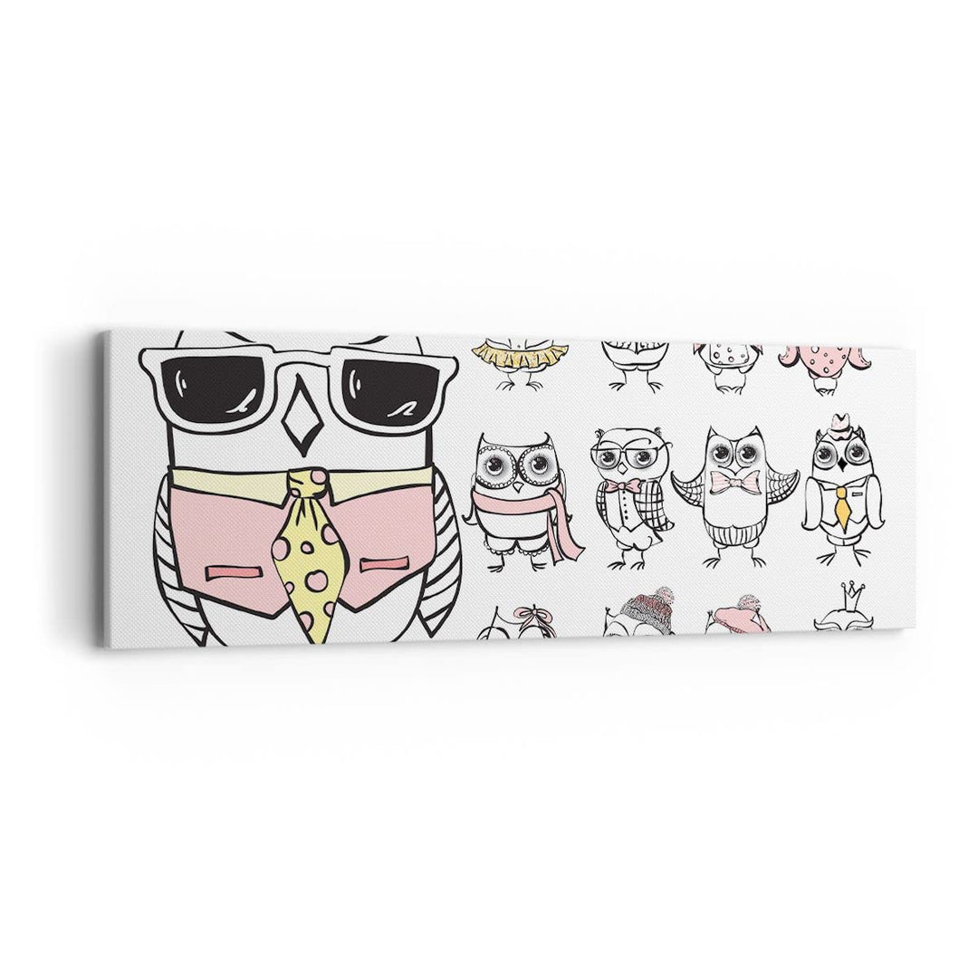 Panorama Bilder auf Leinwand Eule Spass Junge fröhlich Leinwandbild 90x30cm Wandbilder Dekoration Wo