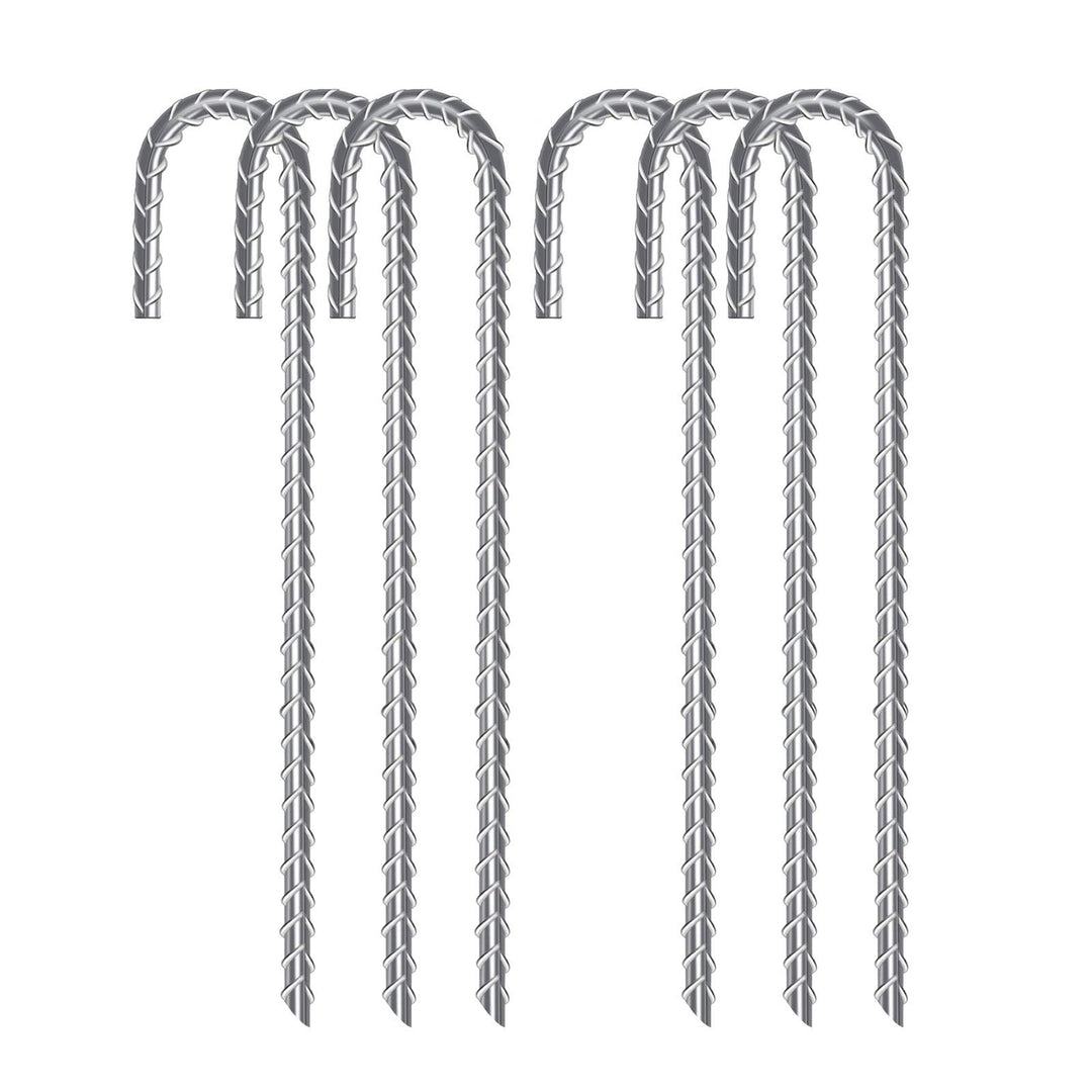 AGPTEK Bodenanker, 6er Pack 30CM J-förmige Heringe, Schwerlast Haken Bewehrungsstäbe, Verzinkter Sta