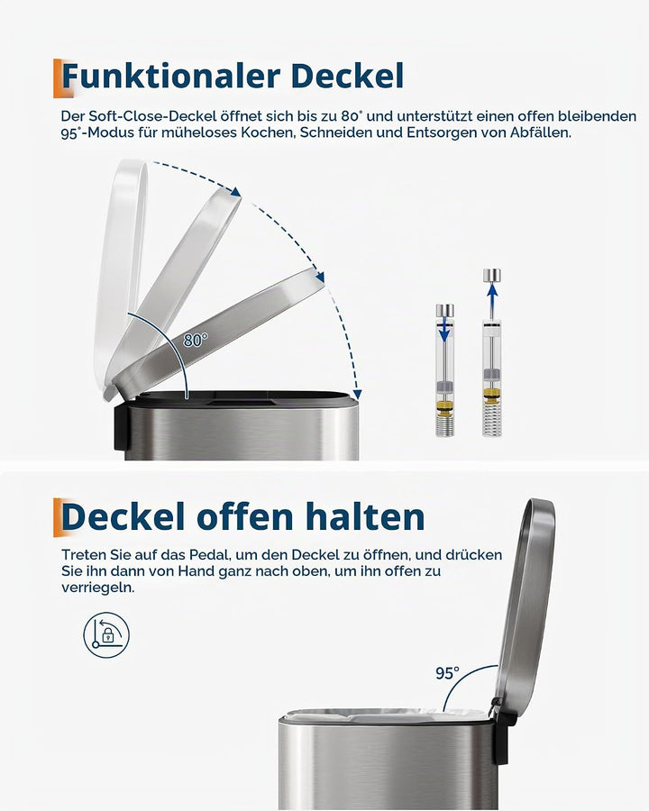 GarveeHome 50 L Metall mülleimer mit Deckel, grosser Mülleimer für die Küche, rostfreier Tretmülleim