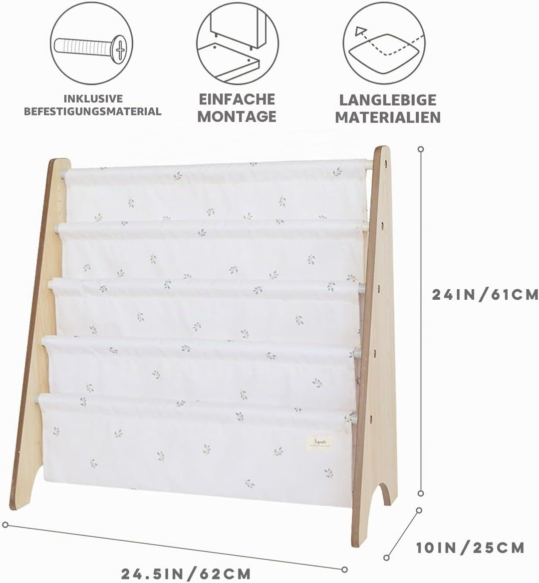 3 Sprouts Kinder Bücherregal aus Holz – Montessori Regal für Kinderzimmer - Heidelbeere Taupe, Heide