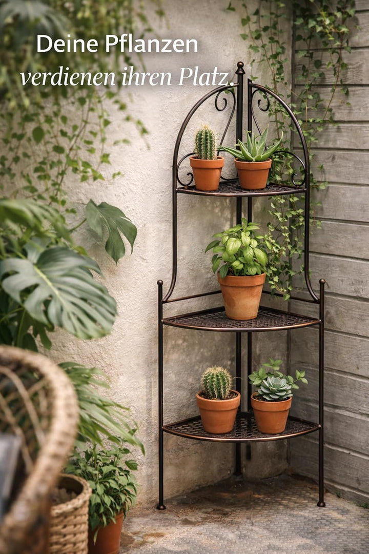 PrimoLiving Metall Garten Regal - Pflanzen Blumen Eckregal aus Metall - Pflanzenregal Garten und Bal