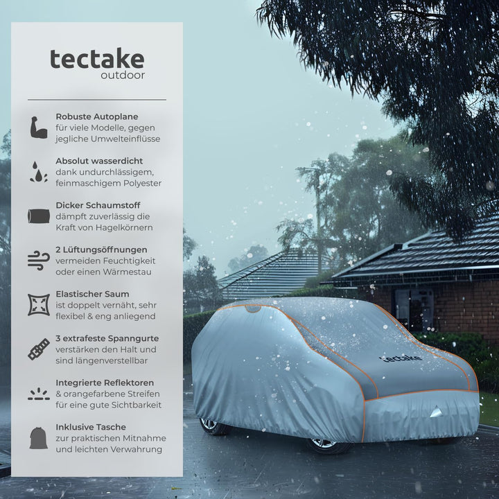tectake® Auto Abdeckplane, Hagelschutz Autoplane, Autoabdeckung, wasserdichte Decke, atmungsaktiv, e