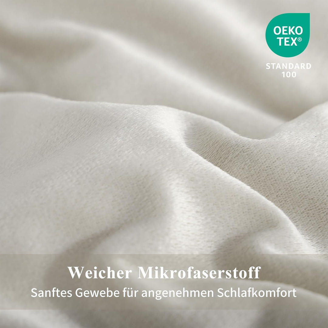 Aisbo Winter Plüsch Bettwäsche 200x200 3teilig Beige - Flanell Flauschige Warme Bettbezug und 2 Kiss