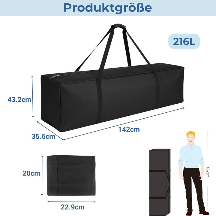 INFANZIA 216L Sporttasche, Extra Grosse Aufbewahrungstasche mit Upgrade Reissverschlüssen, Reisetasc