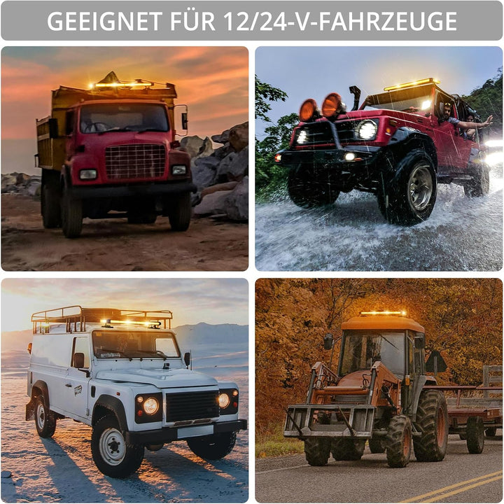 Justech 84 LED Auto Warnbalken Notblitzleuchte Magnetische Warnlicht Doppelschalter 12/24V 27 Blinkm