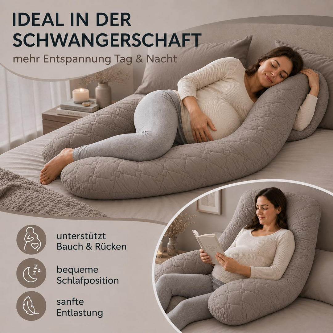 sei Design Seitenschläferkissen Schwangerschaftskissen U-förmiges Ganzkörperkissen Stillkissen XXL -