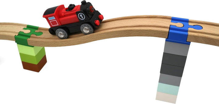 missing piece - Duplo-Adapter für Holzeisenbahnen (12 Stück) (Regenbogen), Regenbogen