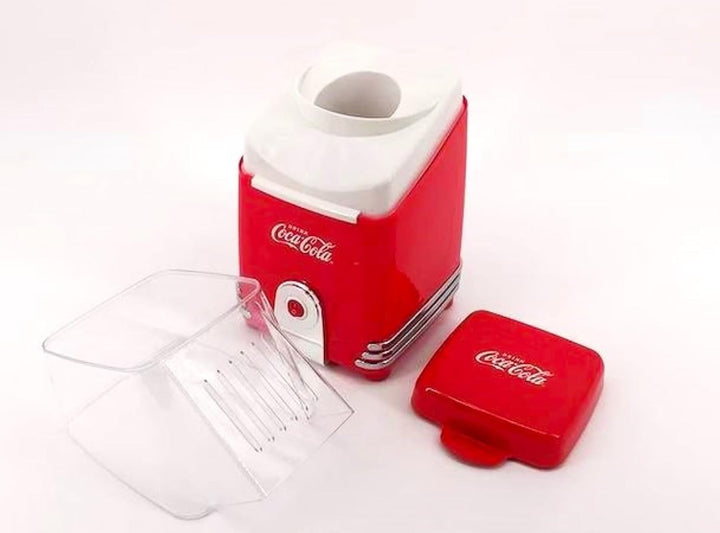 Salco Coca-Cola SNP-10CC Popcornmaschine, Popcorn Maker für Zuhause, leistungsstark OHNE ÖL, fettfre