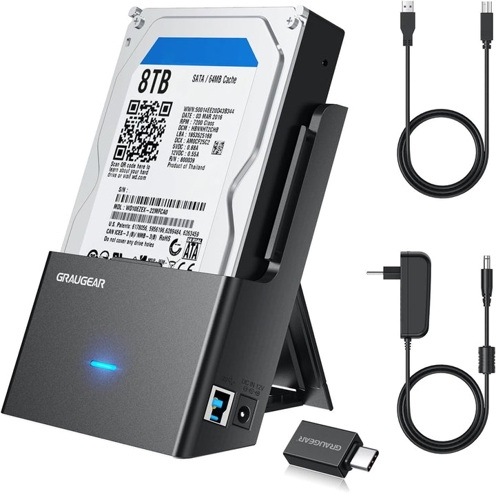 GRAUGEAR | Festplatten-Docking-Station für 3,5 Zoll, 2,5 Zoll SATA HDD/SSD | Festplattengehäuse | US