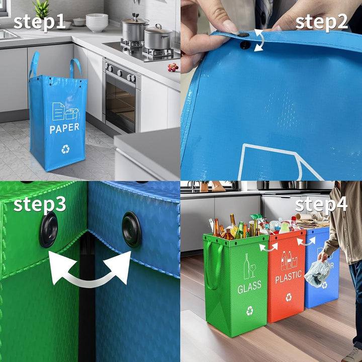 Portable Trash Can, Reusable Garbage Container, Compact Waste Bin Set, Durable Leak Proof Design, Sp
