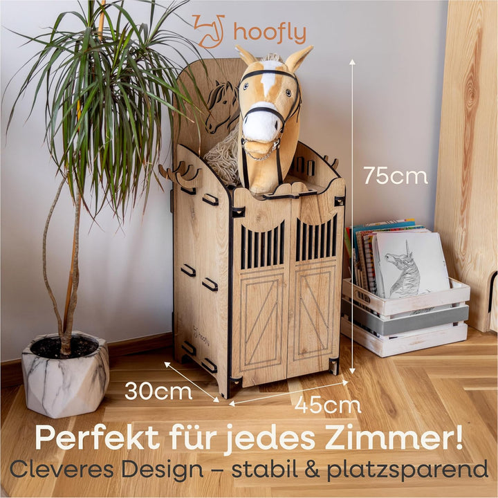 Hobby Horse Stall 1 Pferd – Kompakte Halterung für Steckenpferd | Hochwertiger Hobby Horsing Holzsta