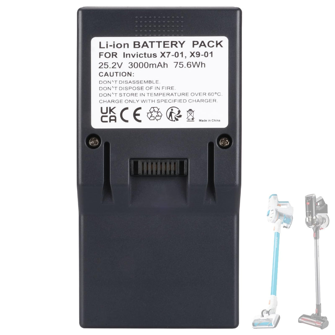 25,2V 3000mAh Akku kompatibel mit Genius Invictus X7, X7-01, X9, X9-01, A8, A9 Staubsauger 101904370