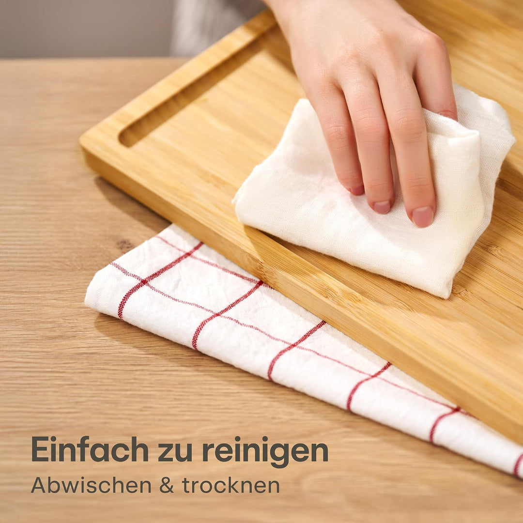 Schneidebrett aus Holz Gross XXL - Mit Saftrille - Beidseitig benutzbar - Holzbrett aus Bambus - Mas